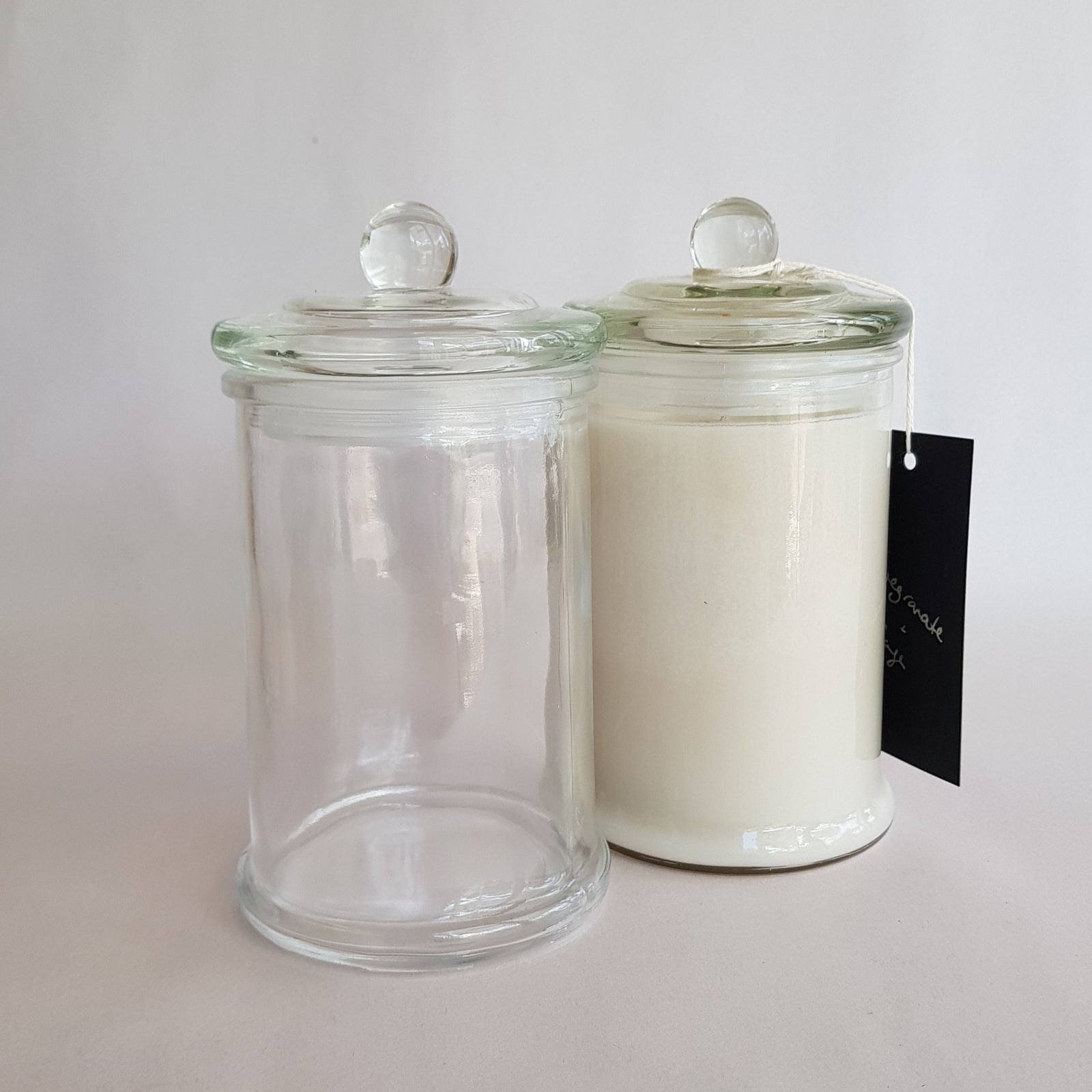 clear 290gm antique apothecary candle glass jar