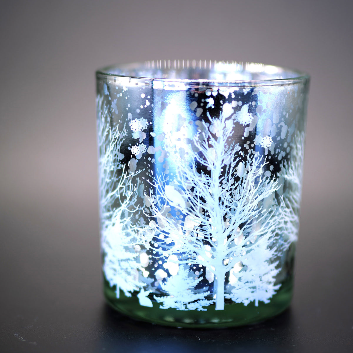 Silver Christmas tree shaped candle jar