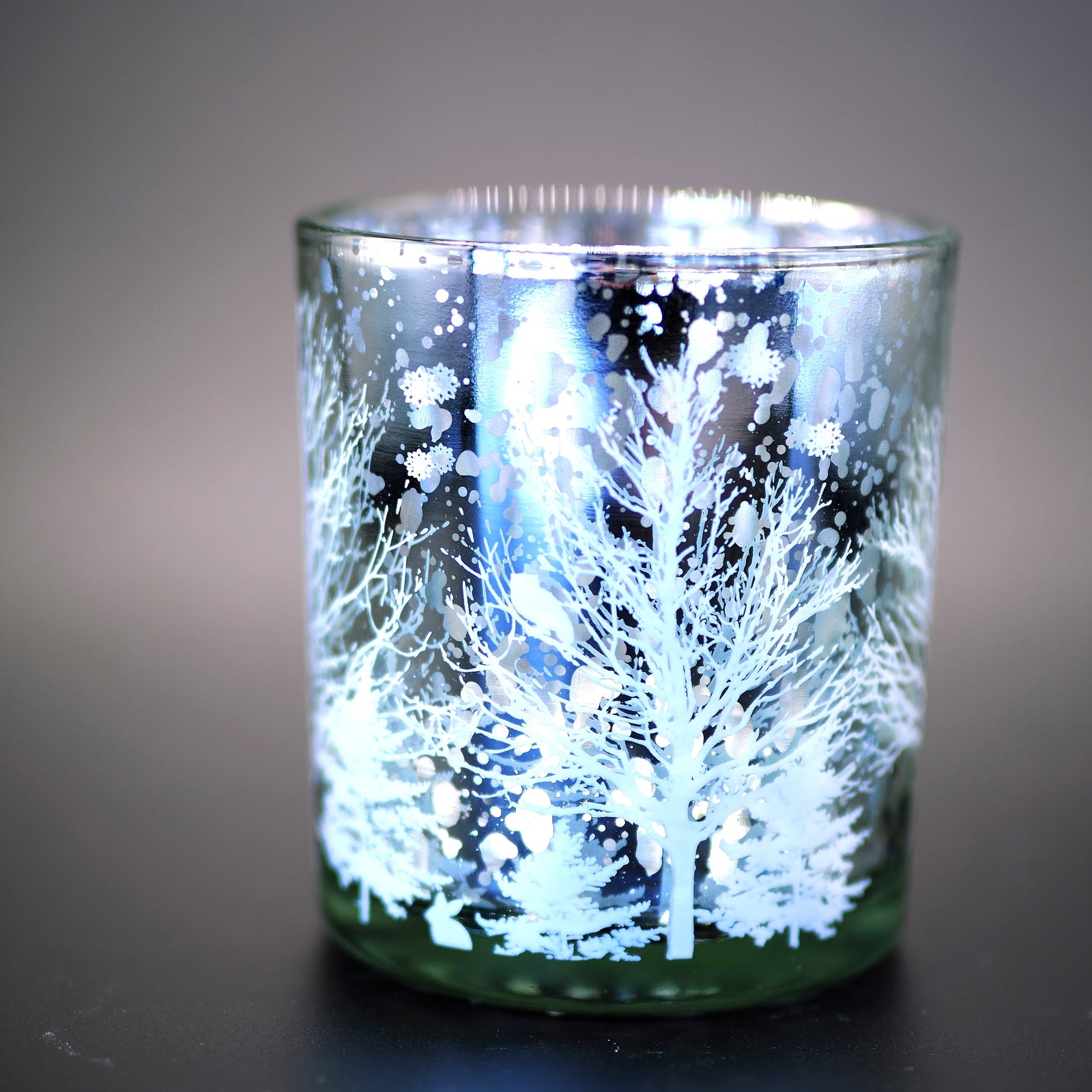 Silver Christmas tree shaped candle jar