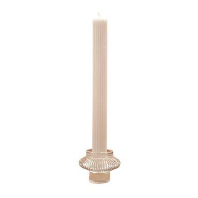 Candle Holder Glass Ribbed