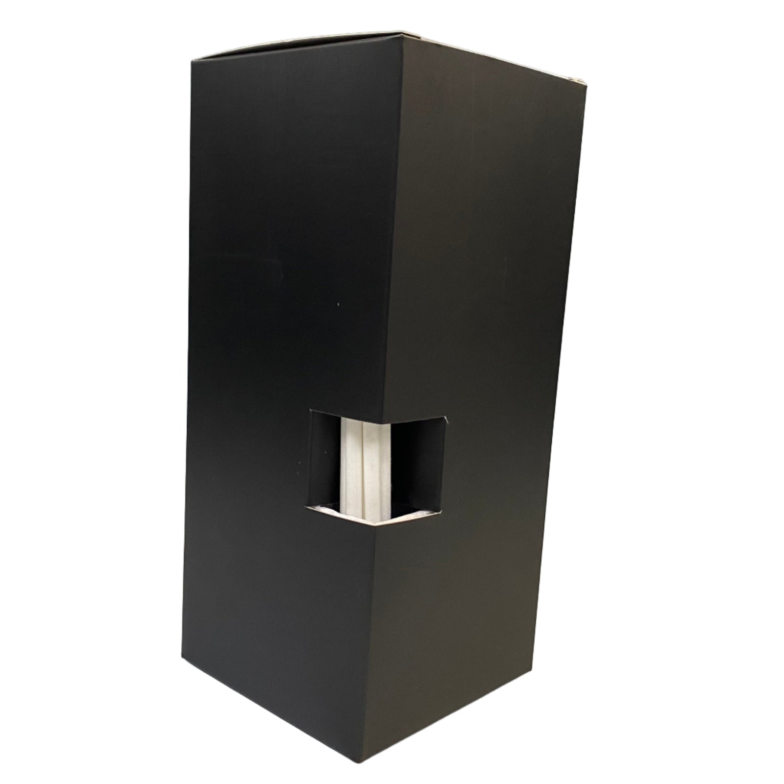 black diffuser box with panel for reed sticks
