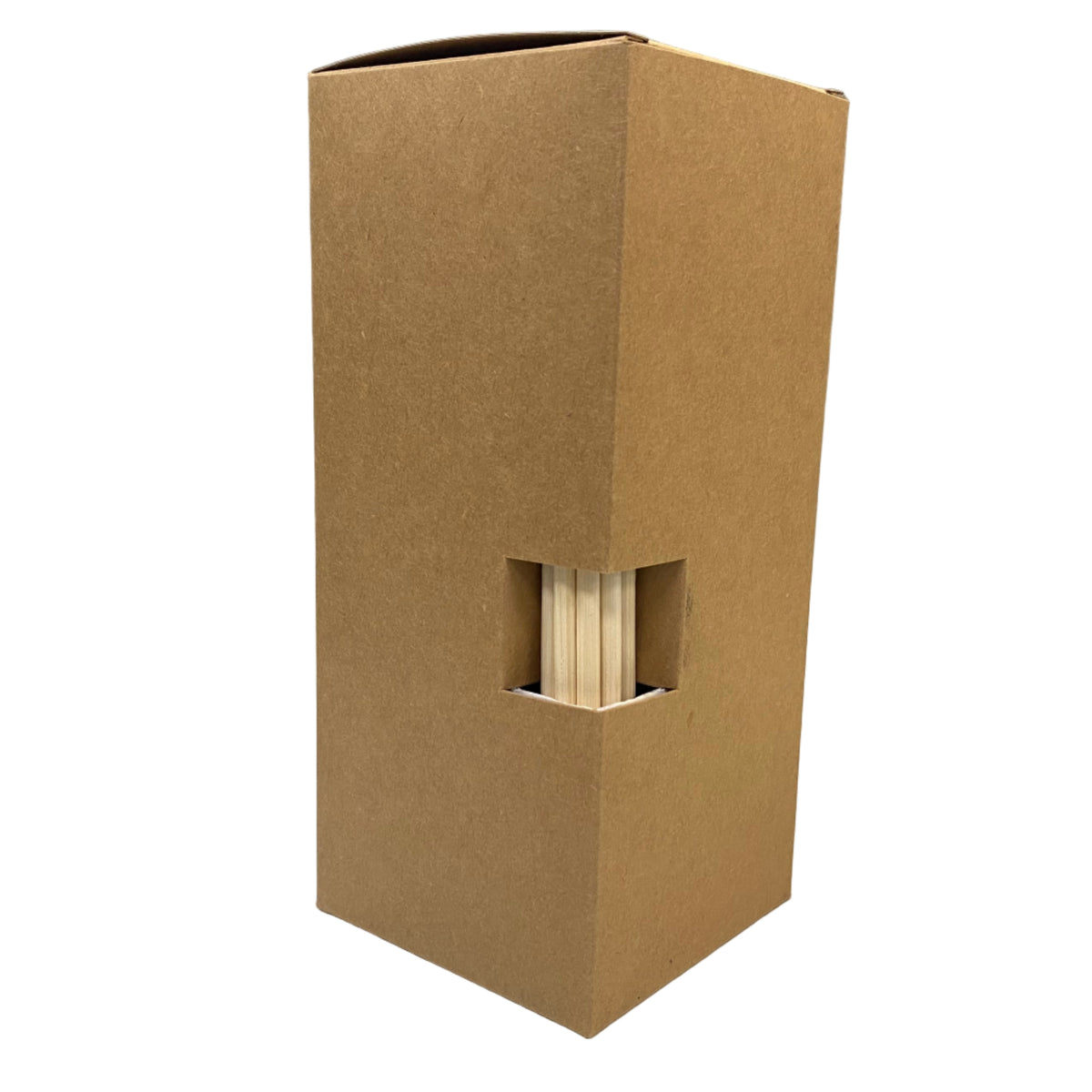 Kraft box for diffusers with panel showing reed sticks