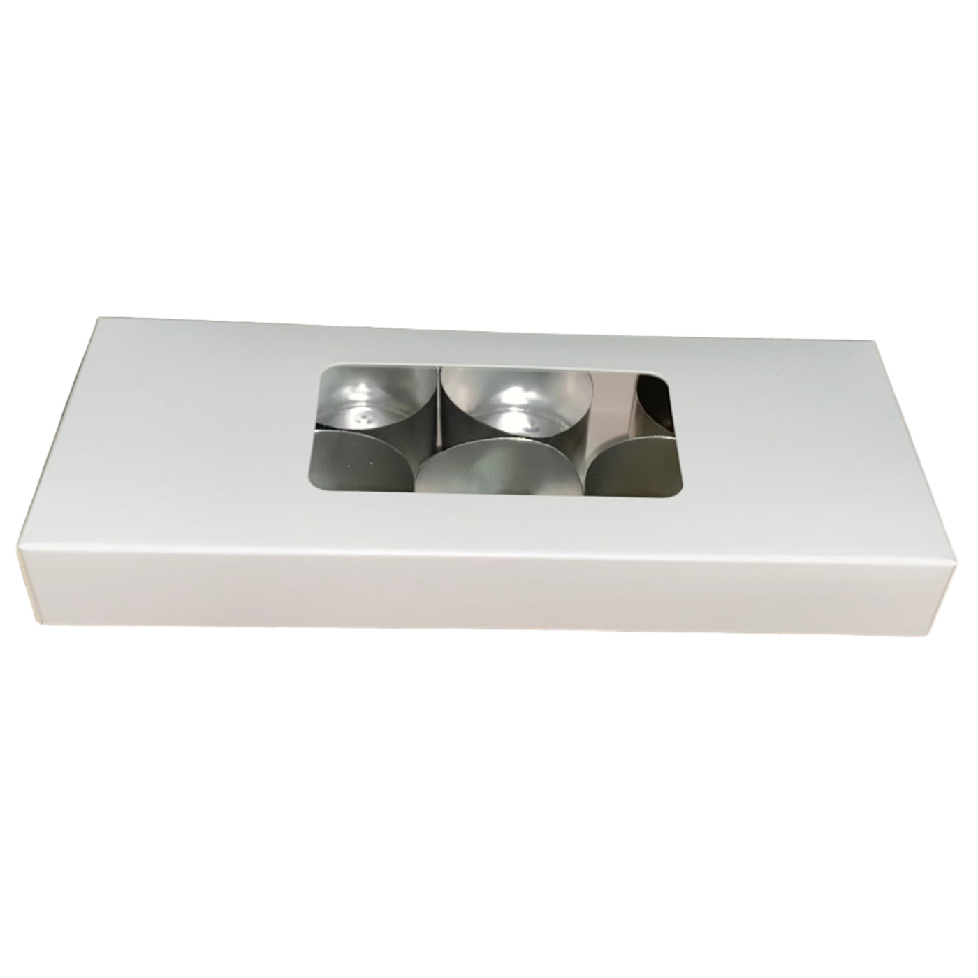 White Tea Light Box - for 10 silver 25mm cups