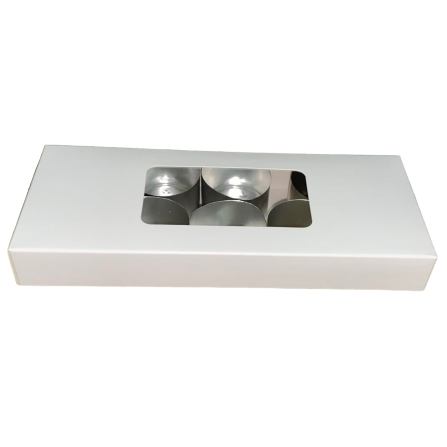 White Tea Light Box - for 10 silver 25mm cups