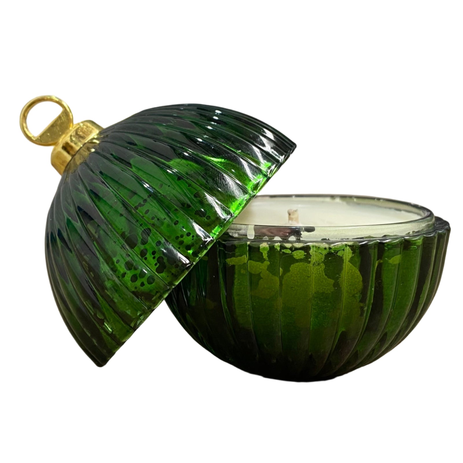 Green christmas bauble candle jar