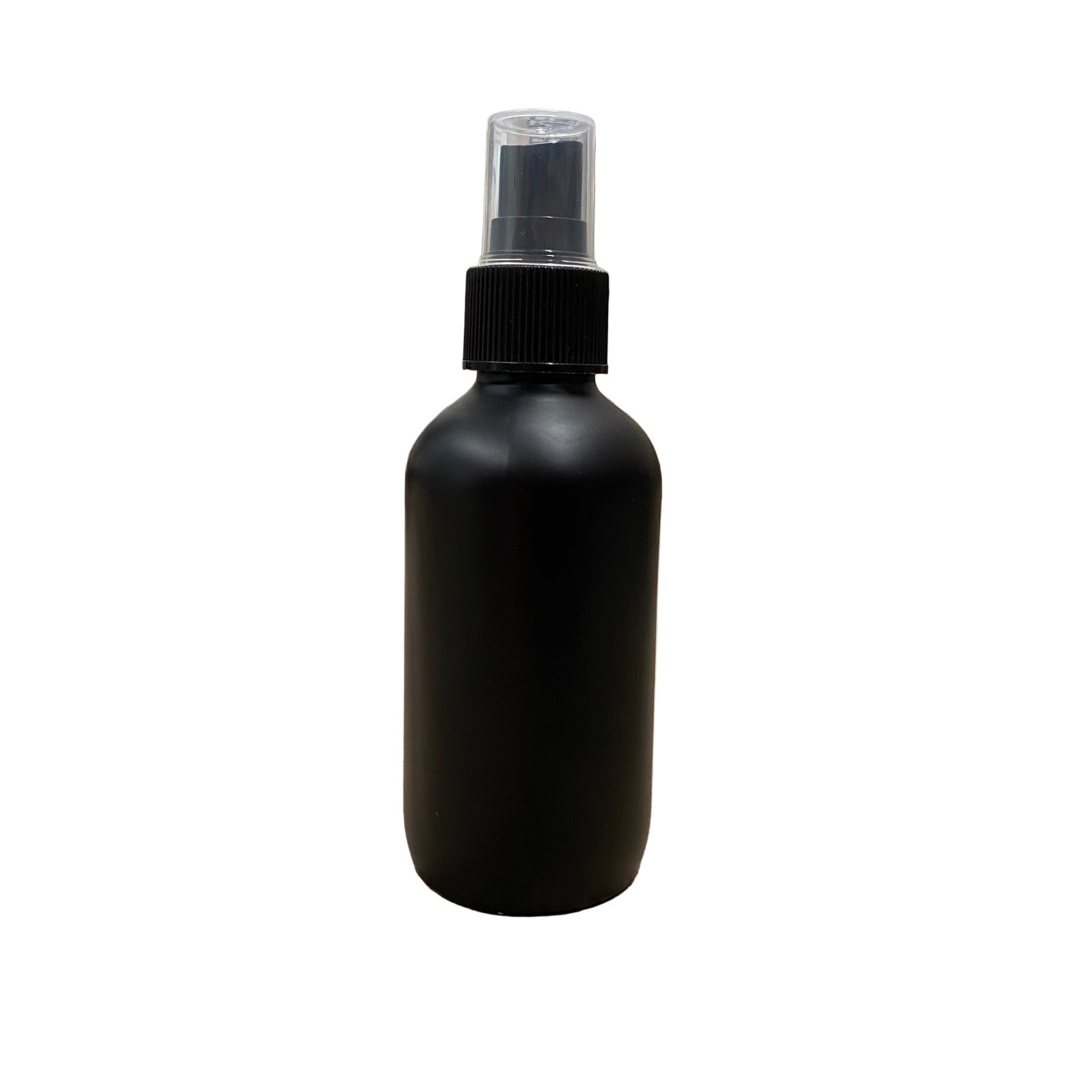 black room spray bottle with black lid