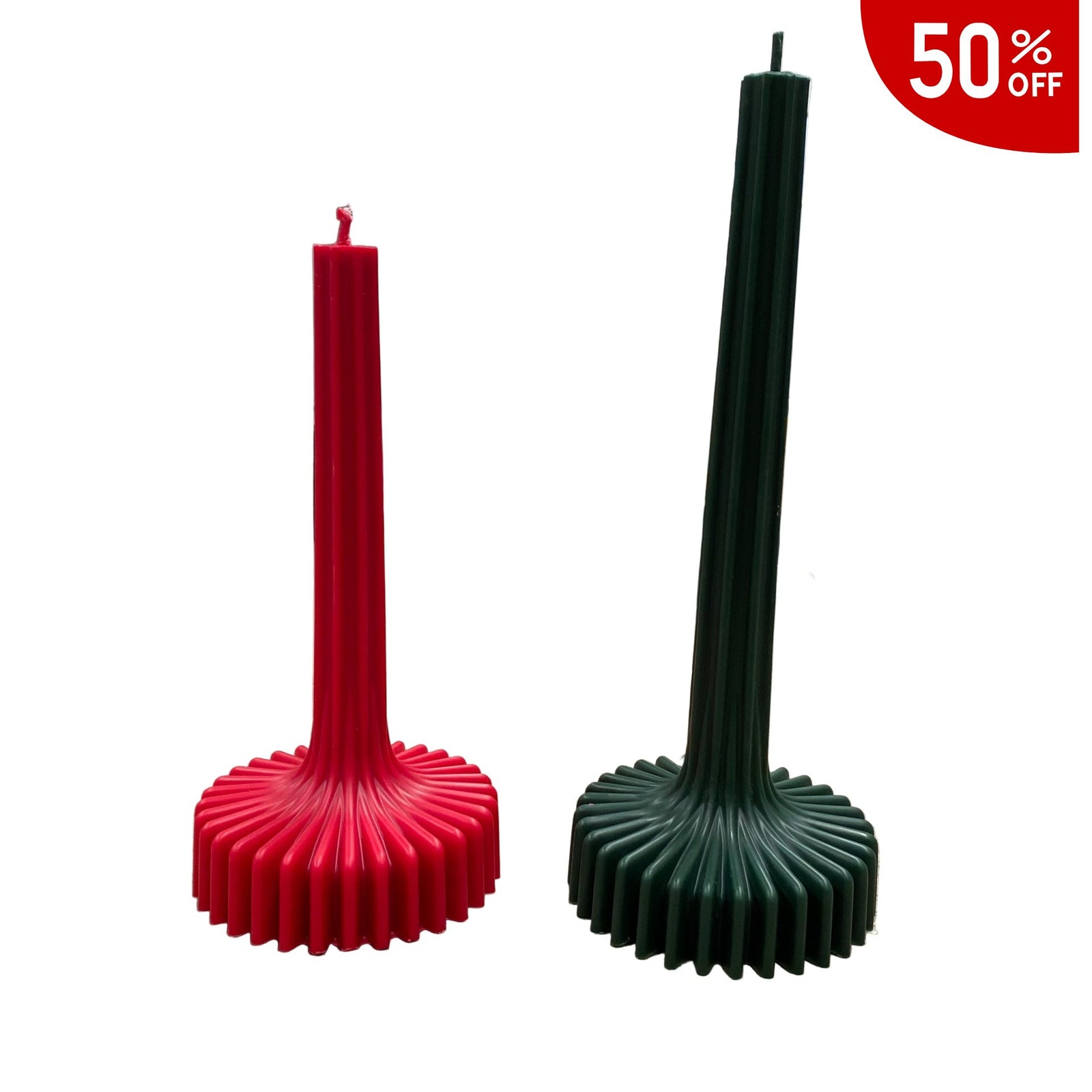 Pleated look Christmas candle medium