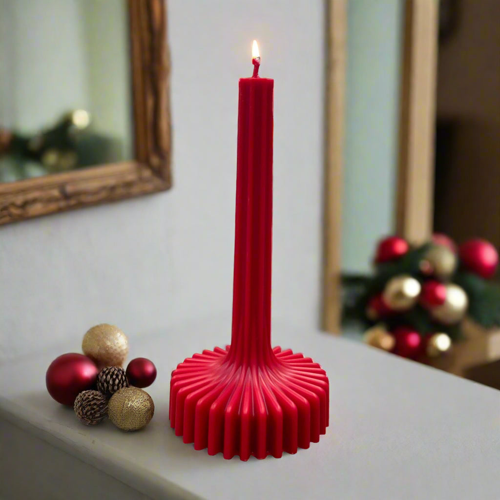 Christmas candle ribbed medium
