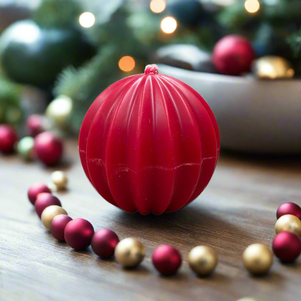 Fluted Christmas Ball Candle small