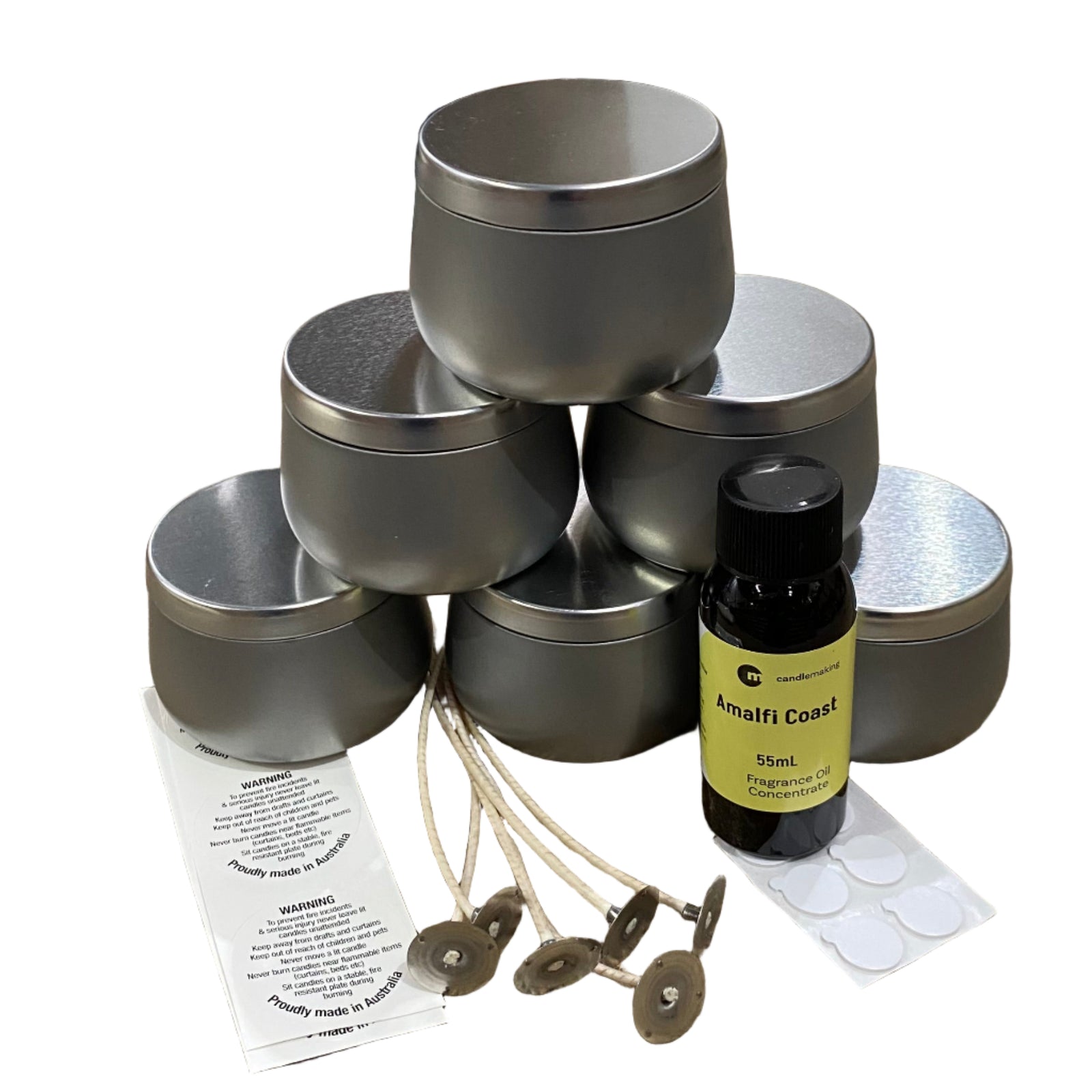 silver border tin candle kit