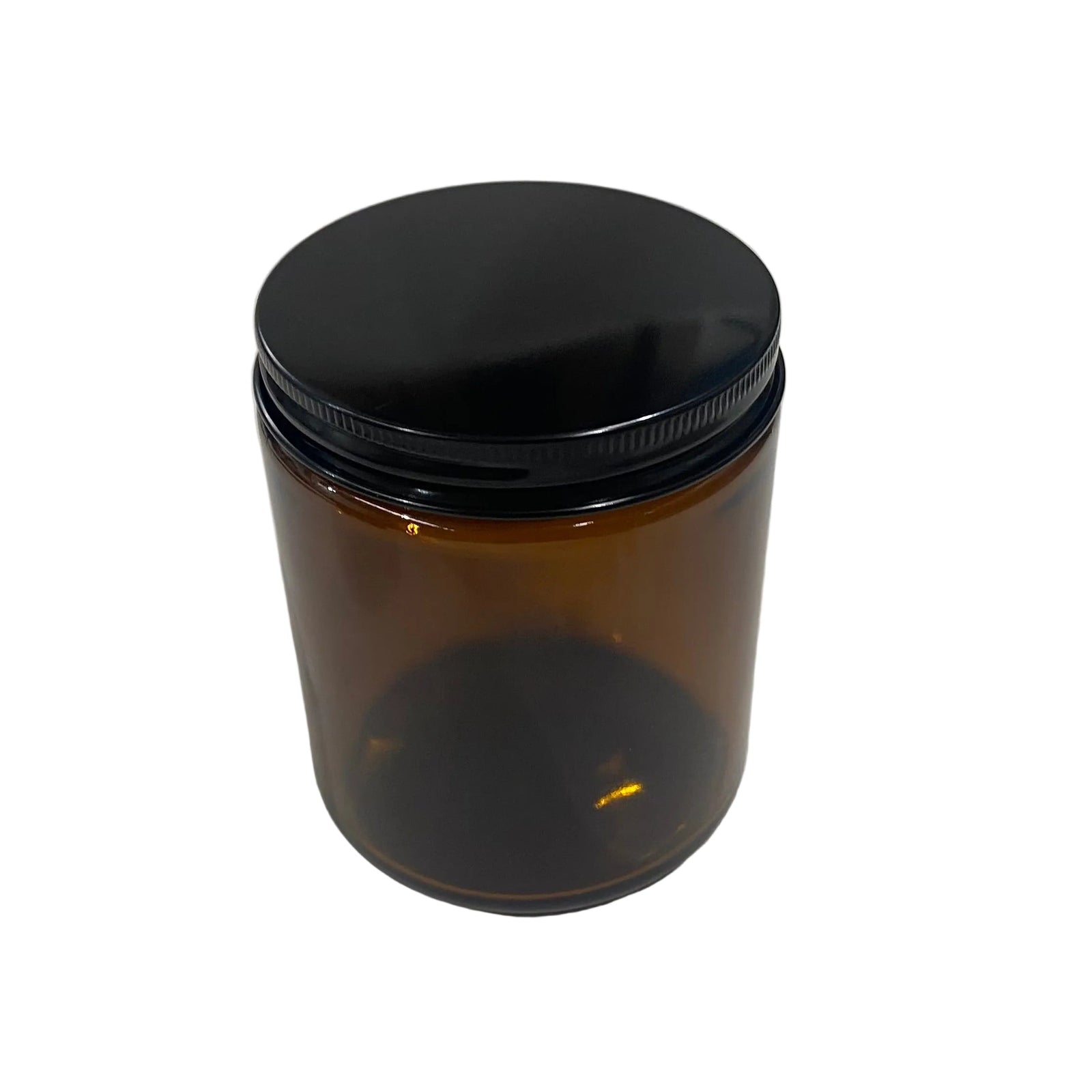 amber jar black metal lid