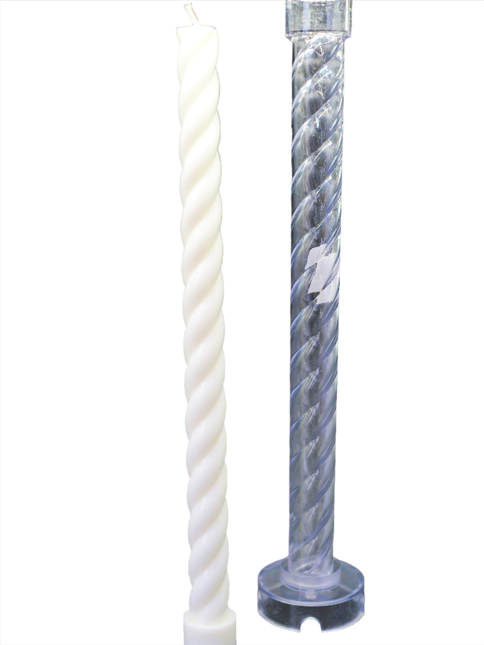 Spiral twist candle mould in clear PVC for candle making