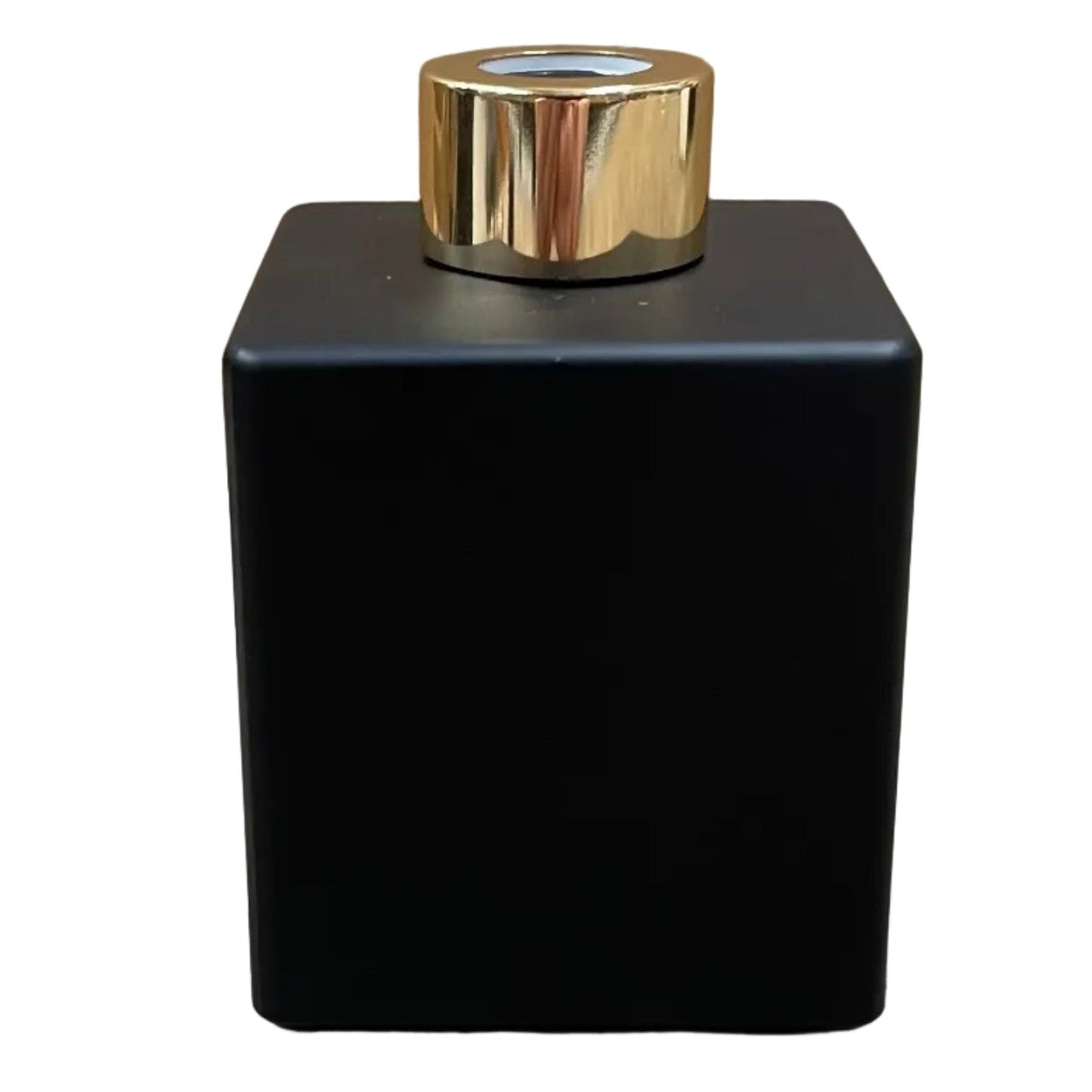 square 200ml black diffuser bottle with gold lid