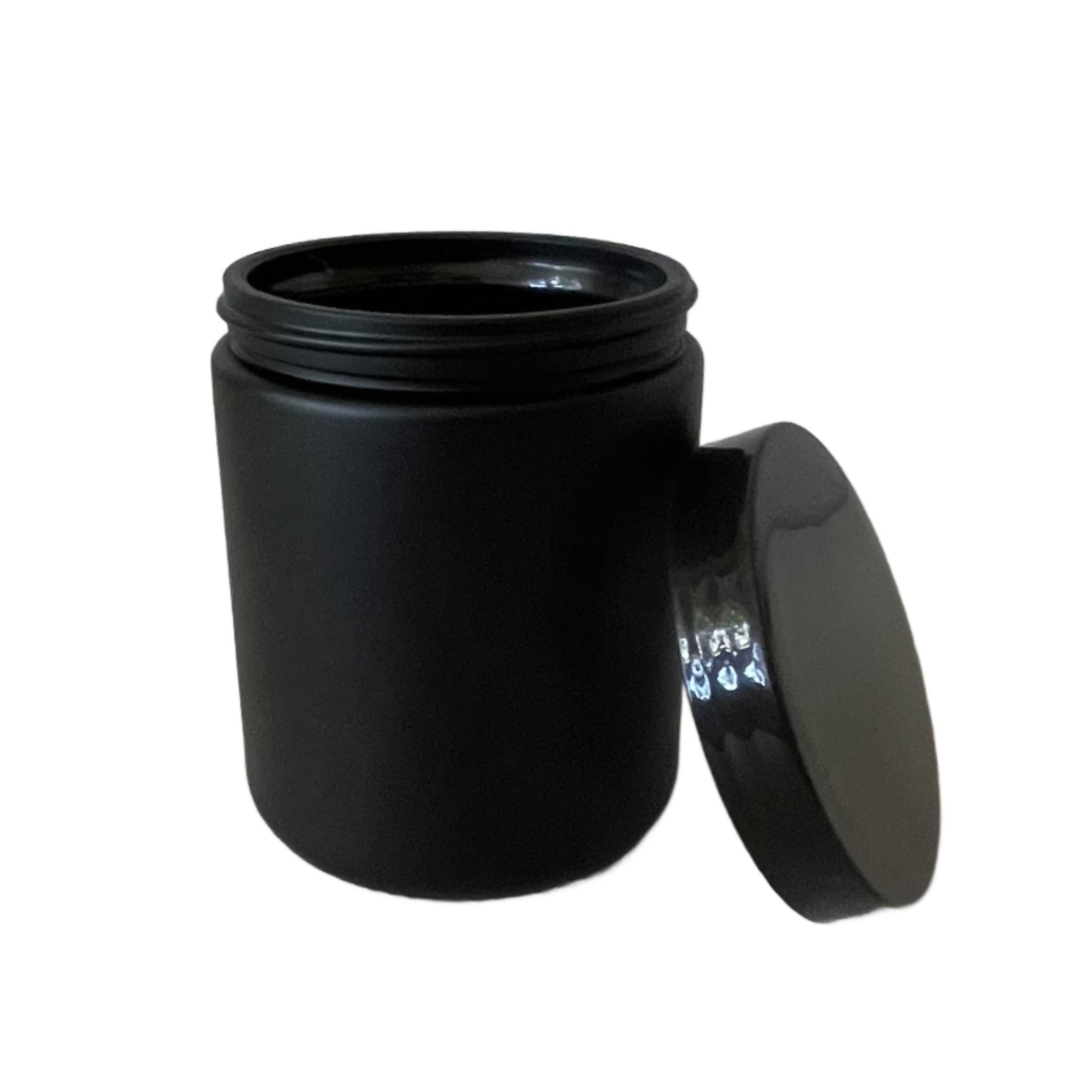 Black Glass Jar with Black Lid - 250mls