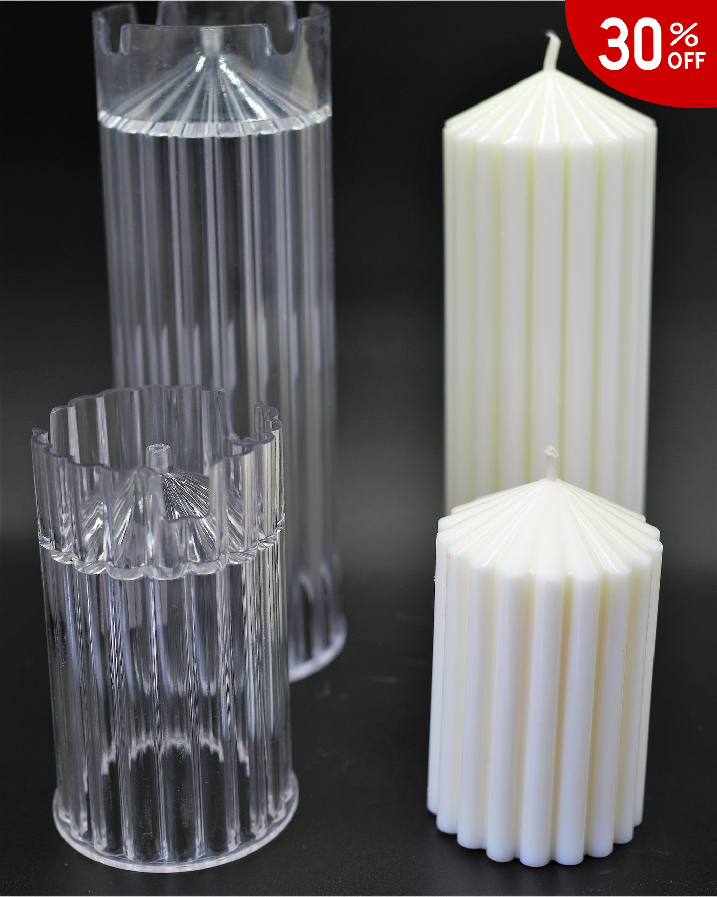 Fluted Pillar Tall PVC Candle  Mould