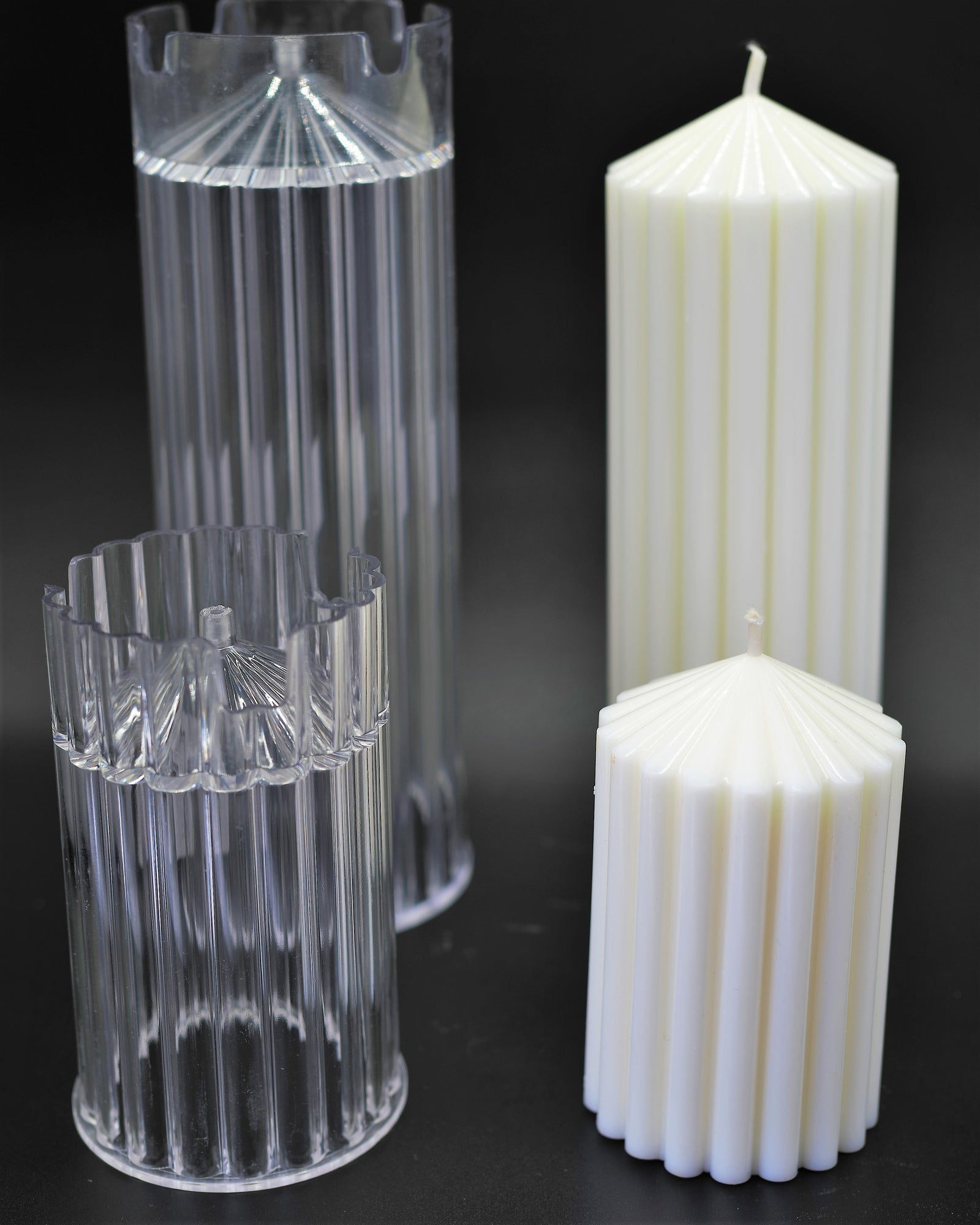 Tall fluted pillar PVC candle mould