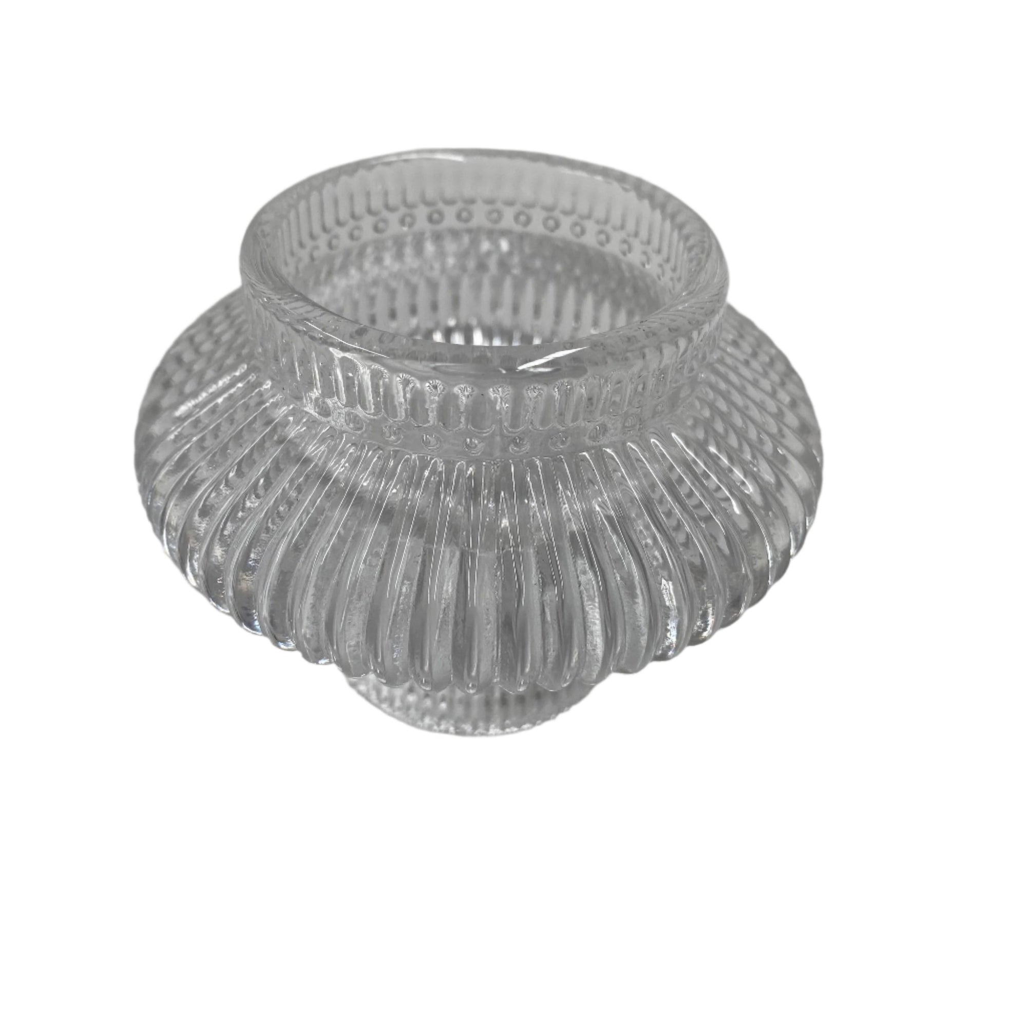 Candle Holder Glass Ribbed