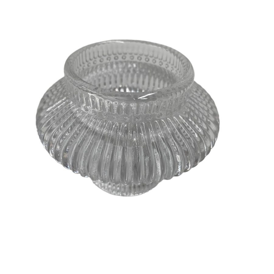 Candle Holder Glass Ribbed