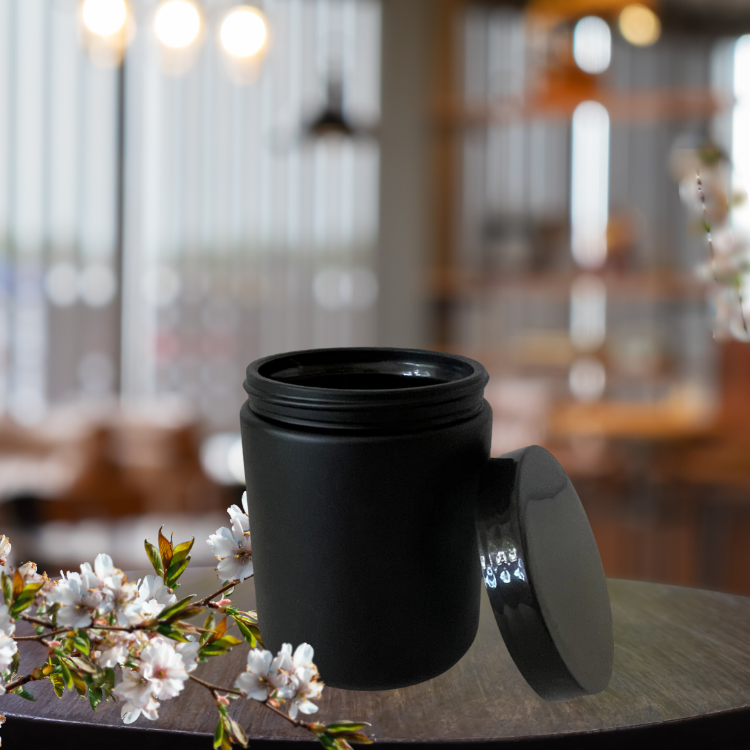 Black Glass Jar with Black Lid - 250mls