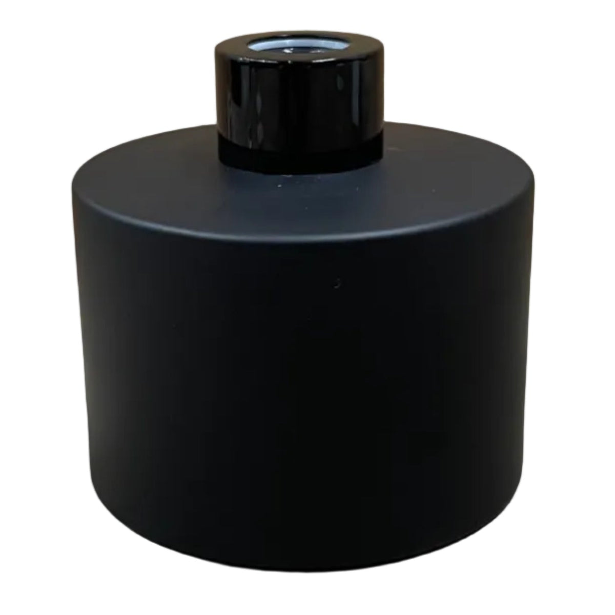 round matte black 200ml glass diffuser bottle with black lid