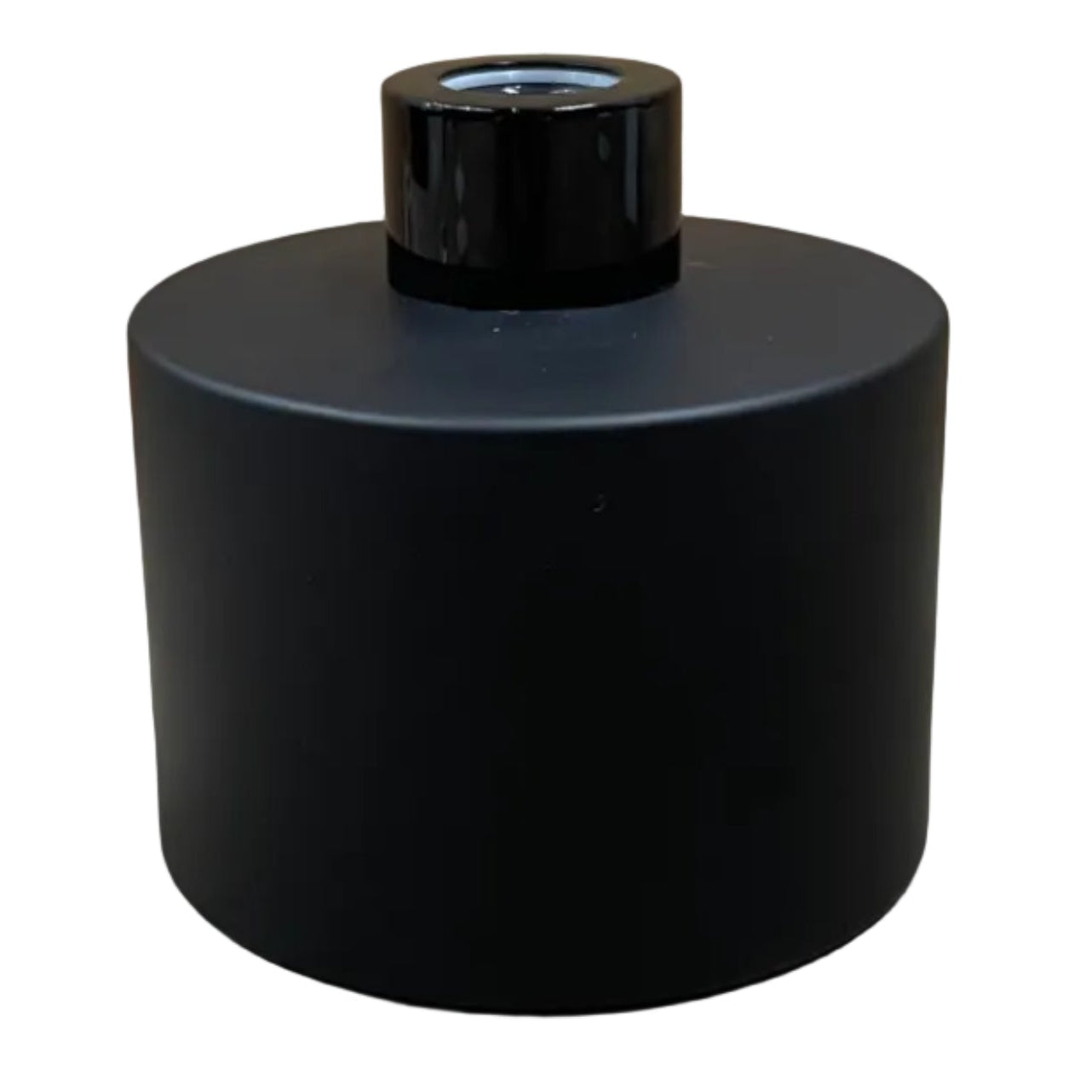 round matte black 200ml glass diffuser bottle with black lid