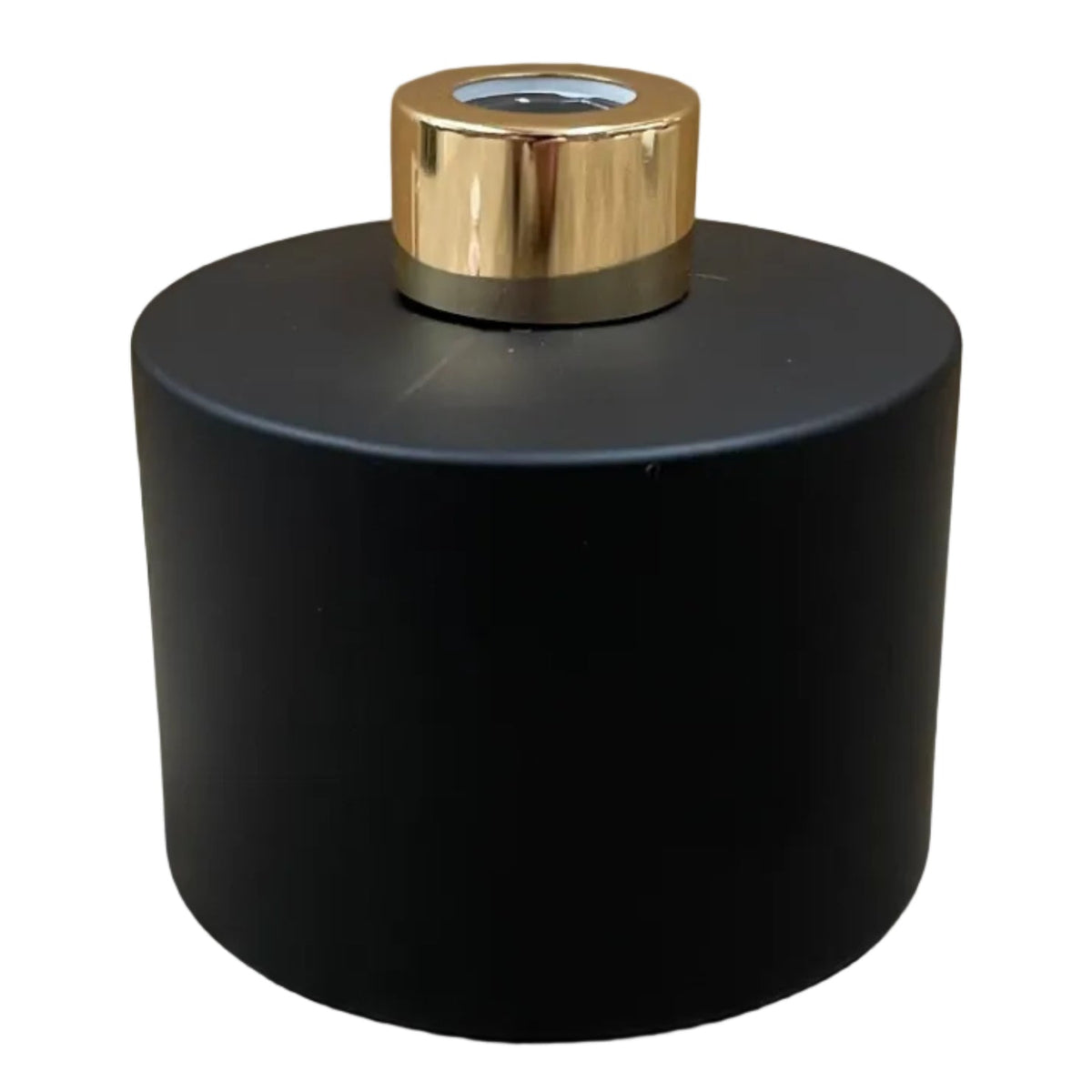 round matte black 200ml glass diffuser with gold lid