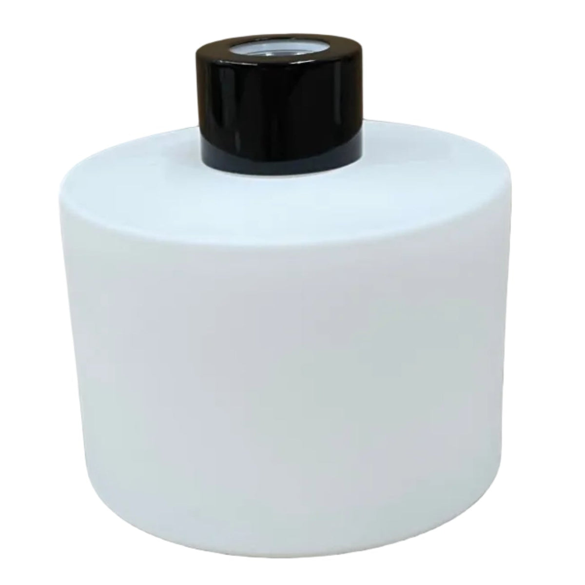 Round matte white 200l glass diffuser with black lid