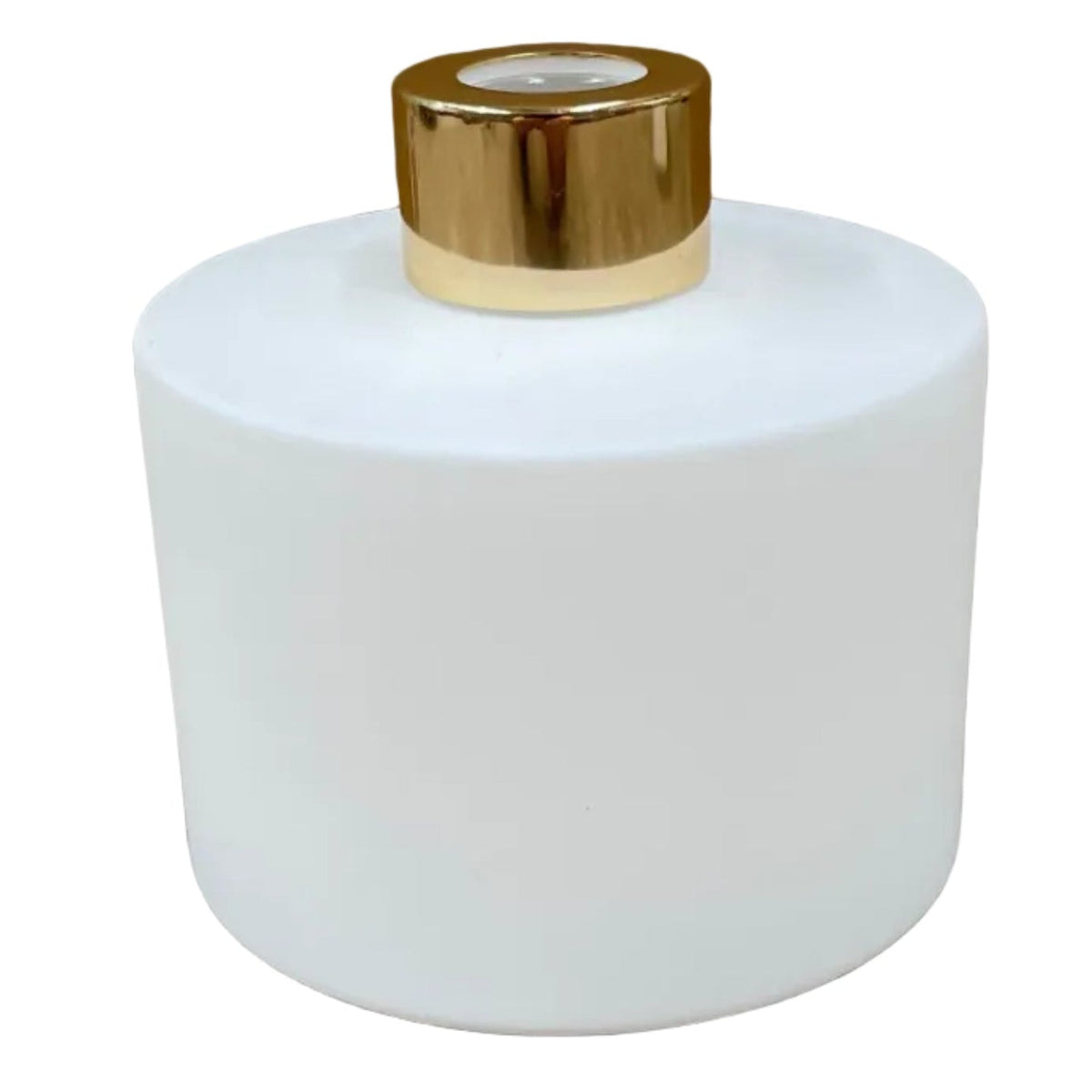 Matte White 200ml Round glass diffuser with gold lid