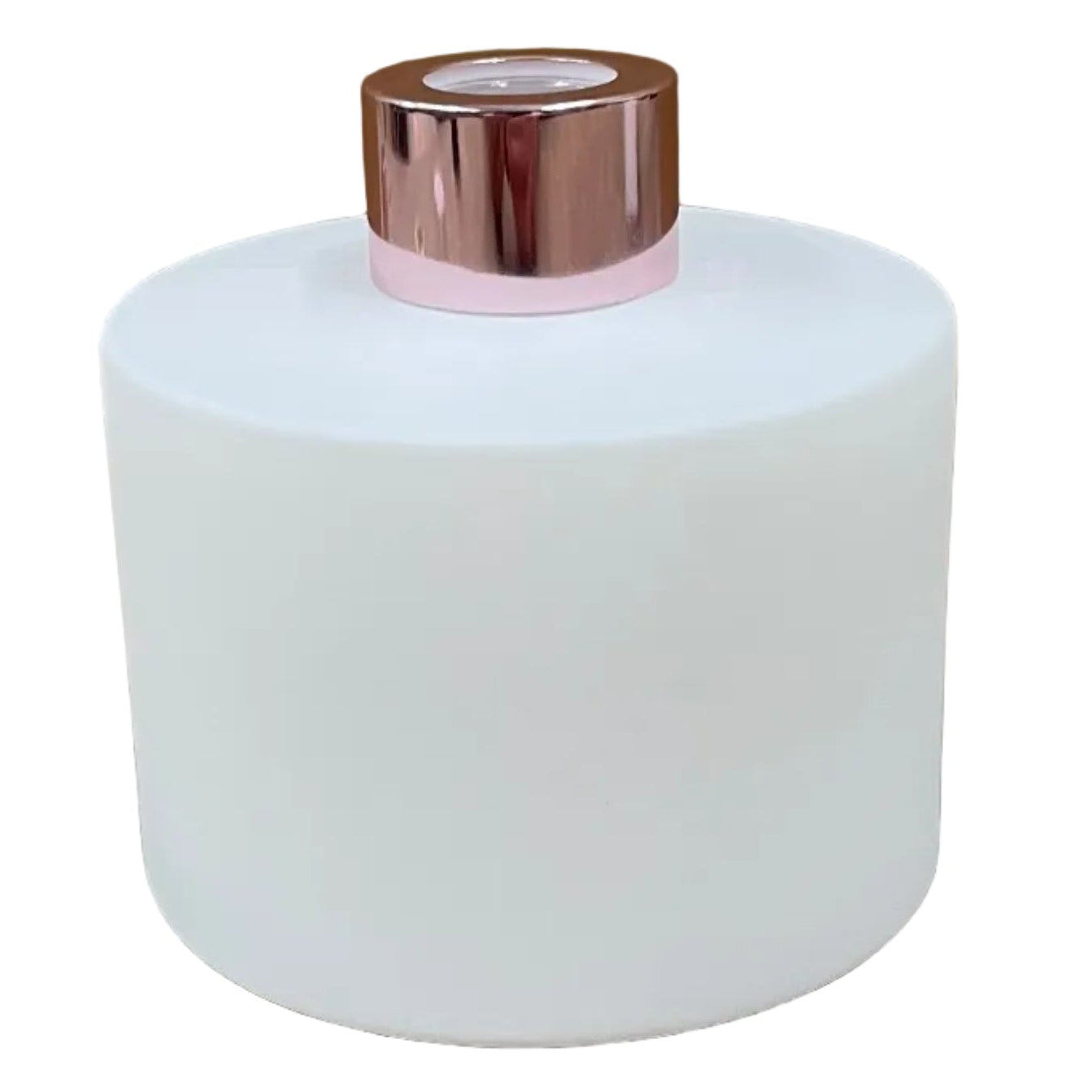 Round 200ml Matte White Glass Diffuser with Rose Pink Lid