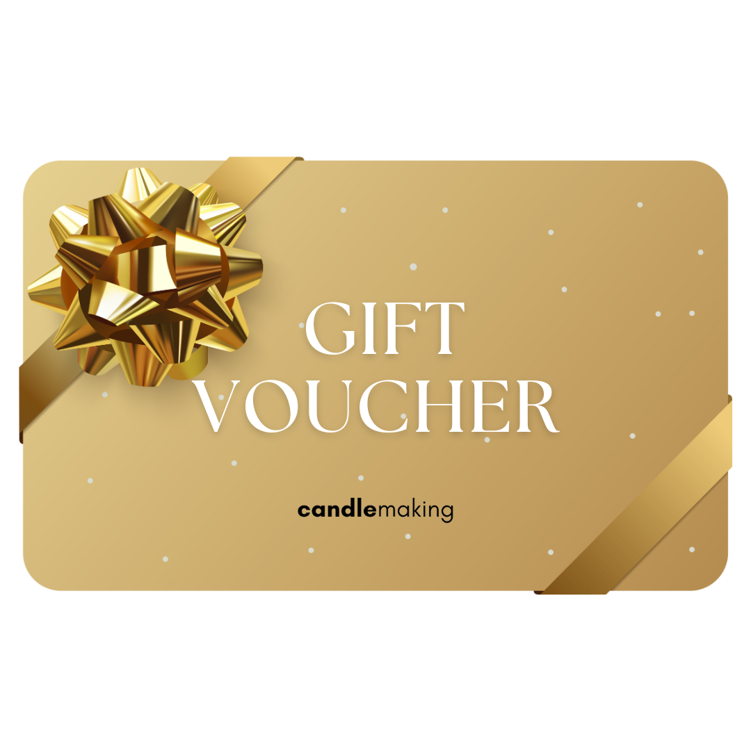 Candlemaking gift card wtih a gold bow