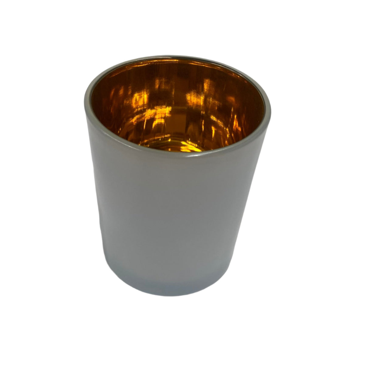 medium electroplated white and gold candle jar