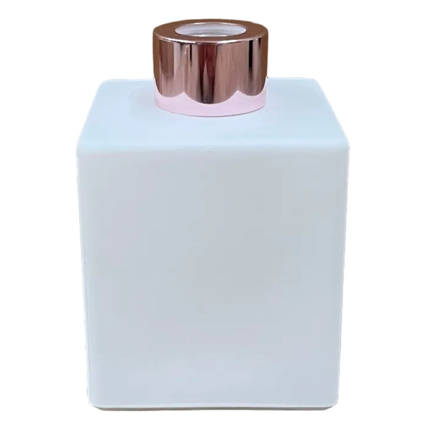 Square matte white 200ml diffuser with rose pink lid