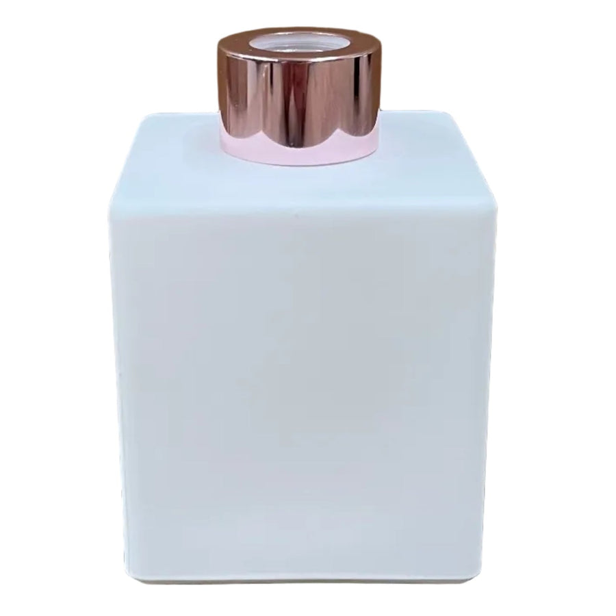 Diffuser Bottle - Square Matte White  200ML -  Rose Pink Lid