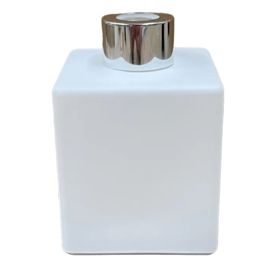 Diffuser Bottle - Square Matte White 200ML - Silver Lid