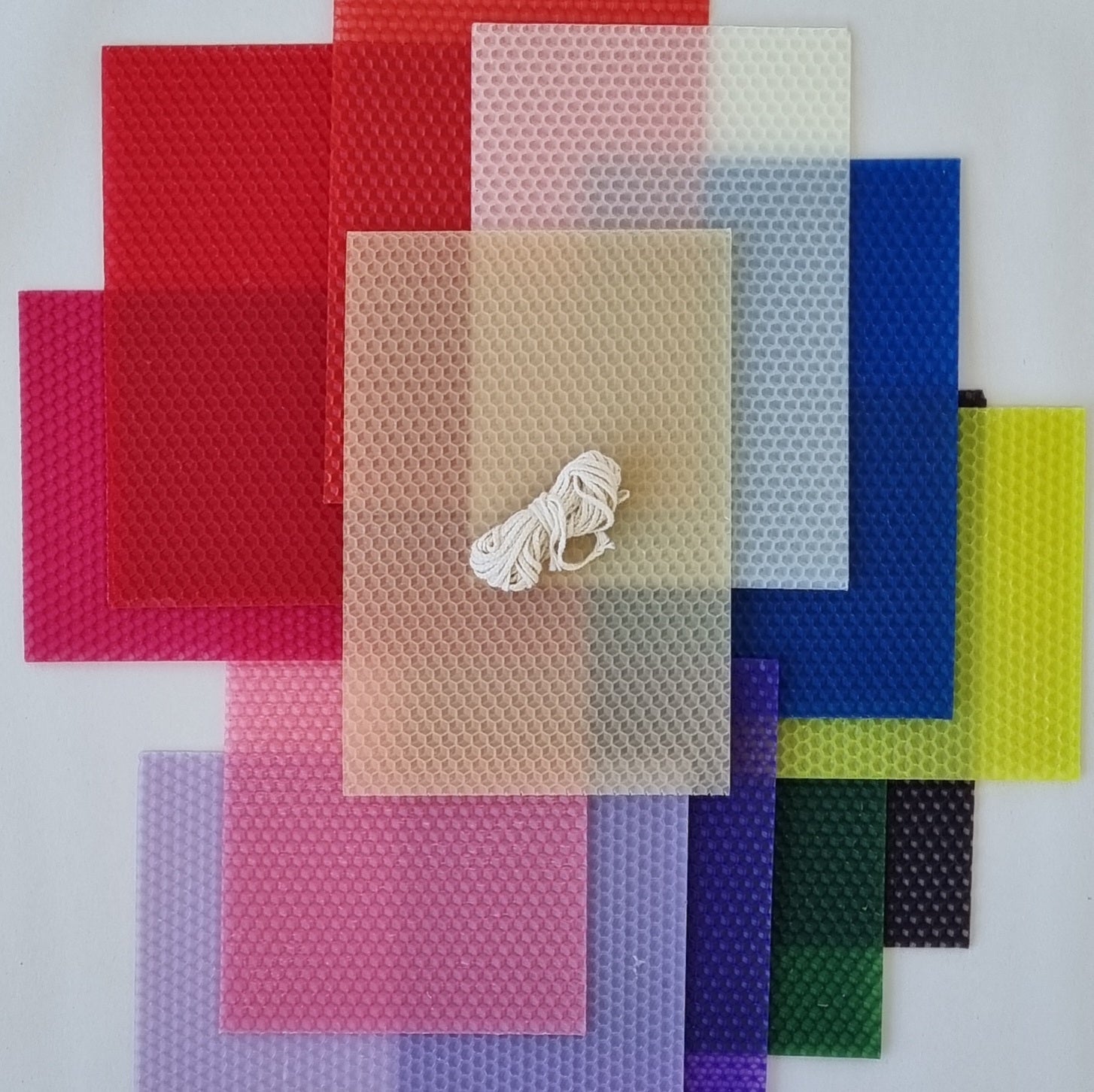12 sheets of coloured beeswax and wick for candle making