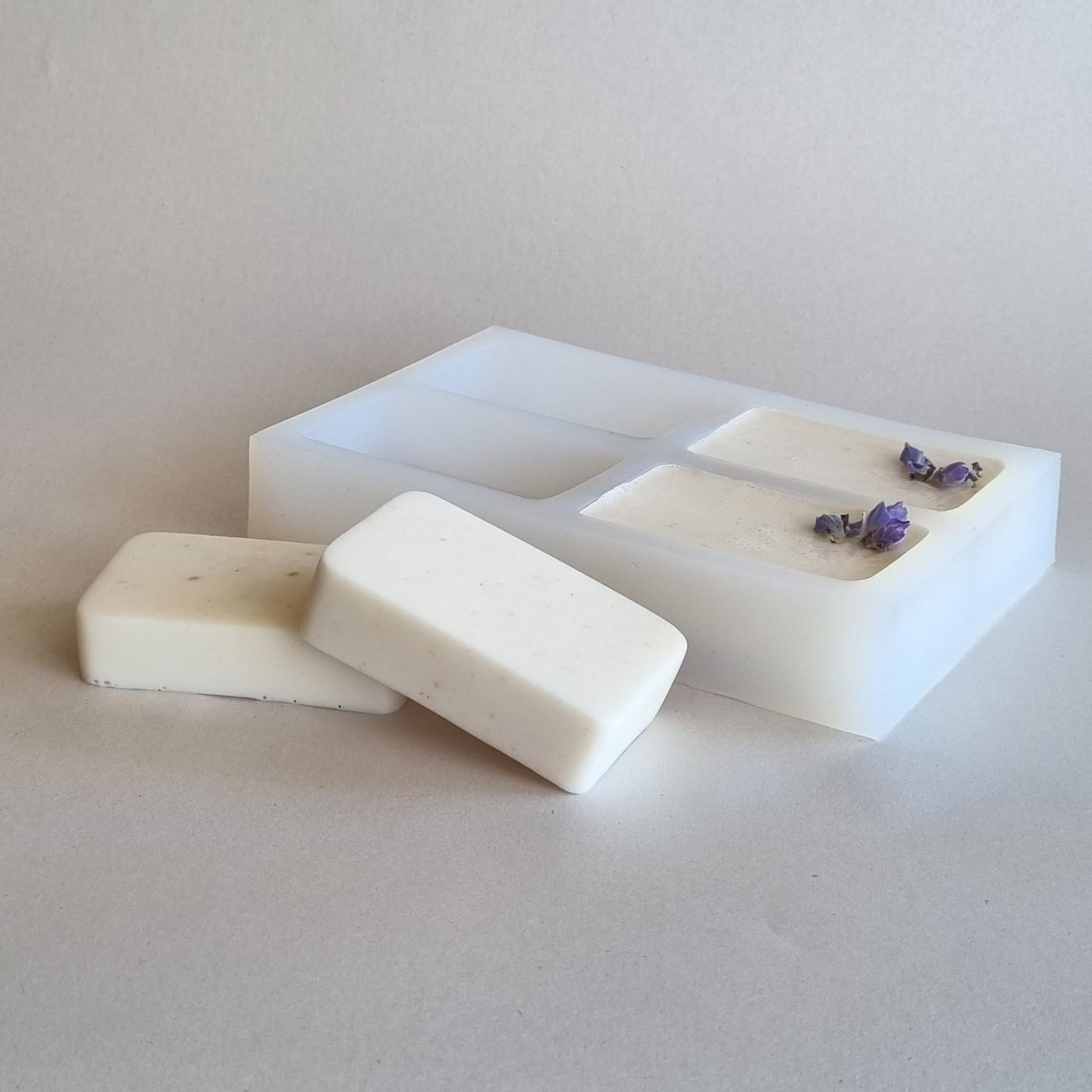 Rectangular Silicon Soap Mould - 4 cavity (Curved corners)