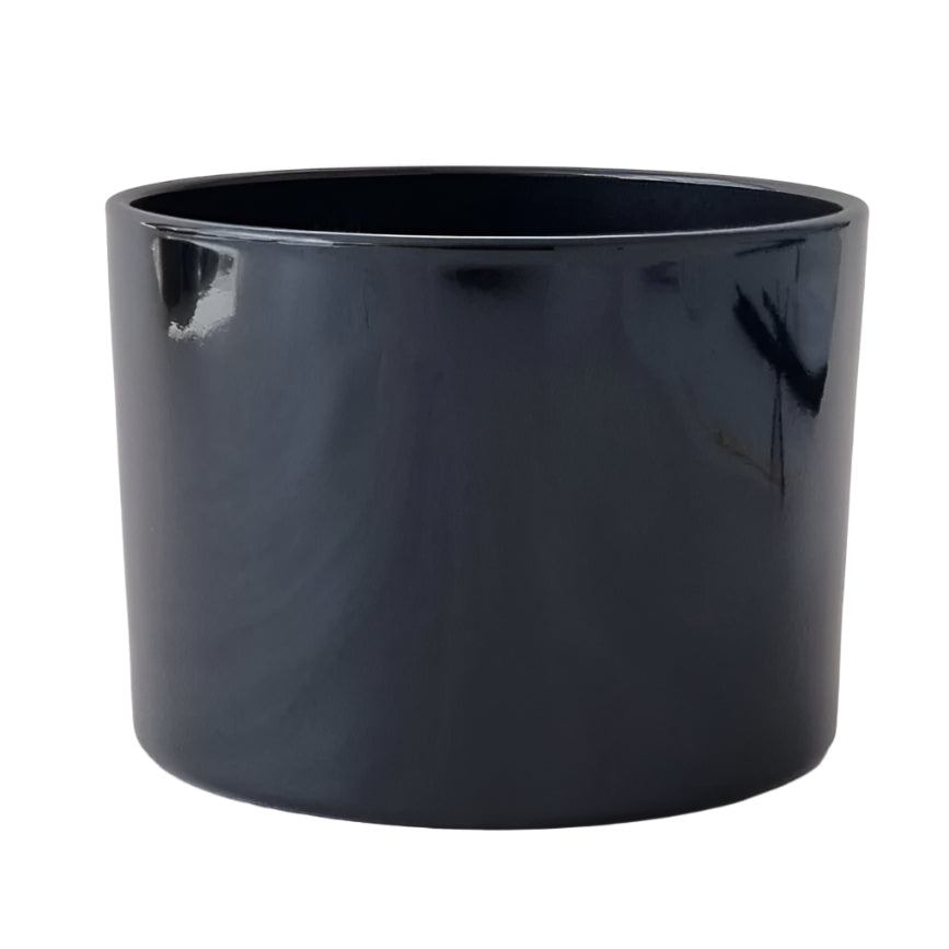 Classic extra large short Oxford candle jar in gloss black finish