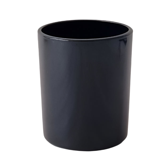 Gloss black candle jar in Oxford medium size