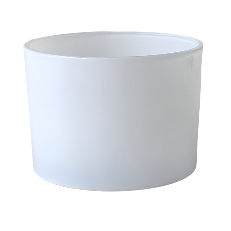 Classic extra large short Oxford candle jar in gloss white finish