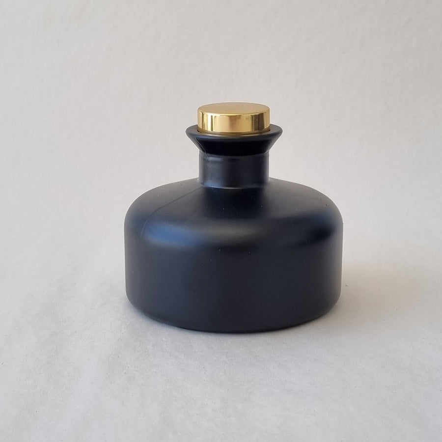 Diffuser Bottle - Pot Matt Black Short 200ml - Gold Lid