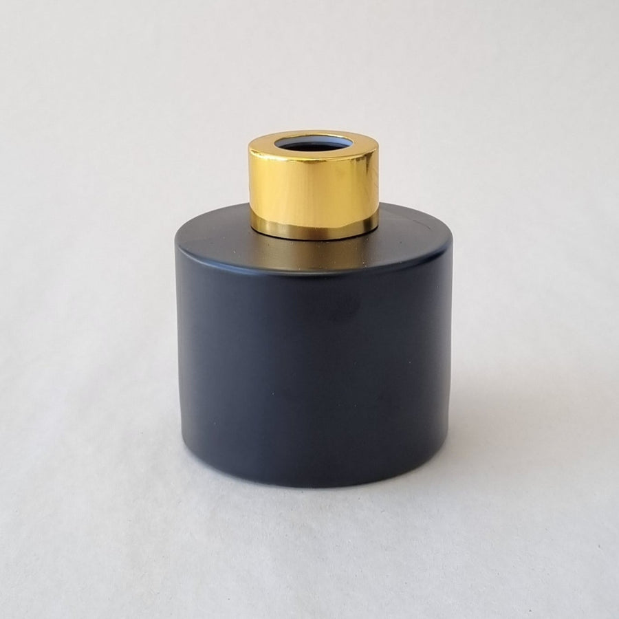 Diffuser Bottle - Round Matt Black 100ml- Gold Lid