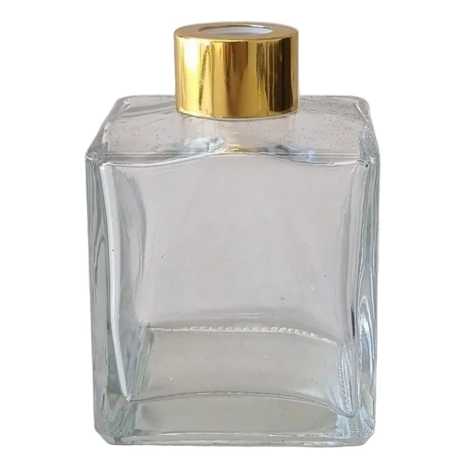 200ml square clear diffuser bottle with gold lid