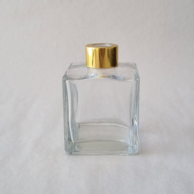 Diffuser Bottle - Square Clear  200ML - Gold Lid