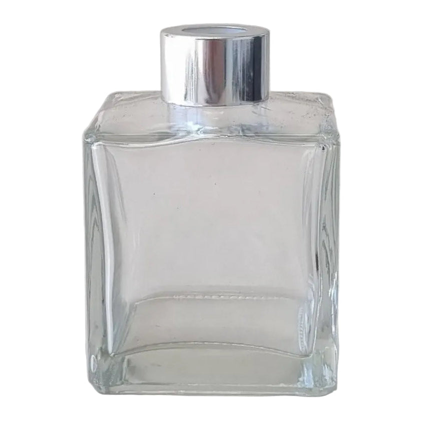 200ml square clear diffuser bottle with silver lid