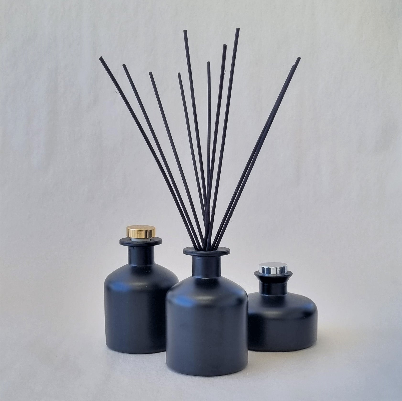 Diffuser Bottle - Pot Matt Black Short 200ml - Silver Lid