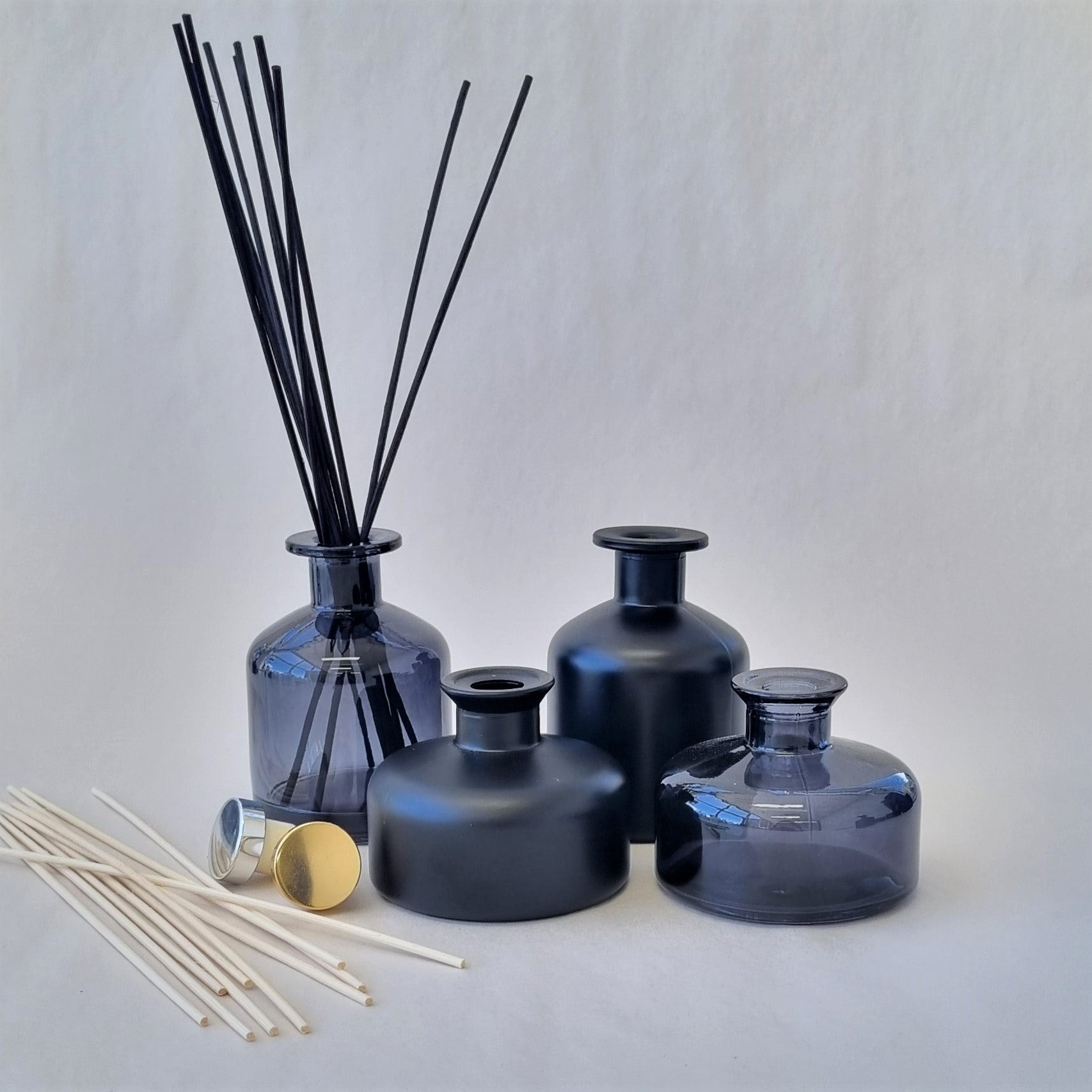 Diffuser Bottle - Pot Matt Black Tall 250ml- Silver Lid