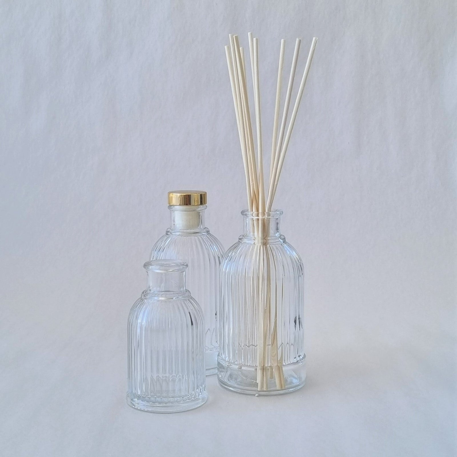 Diffuser Bottle - Fluted Short 100ml - Silver Lid