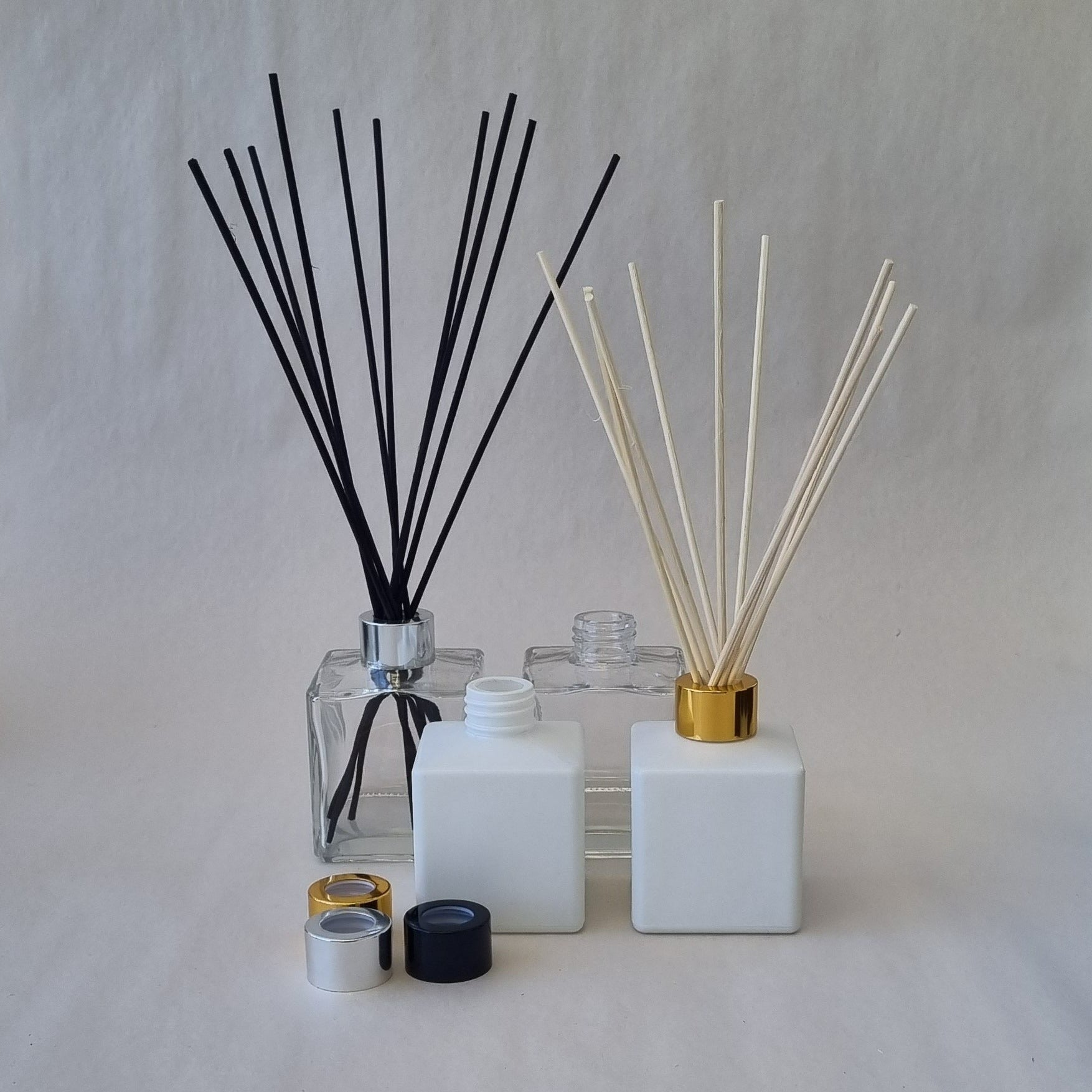 Diffuser Bottle - Square Clear 200ml- Black Lid