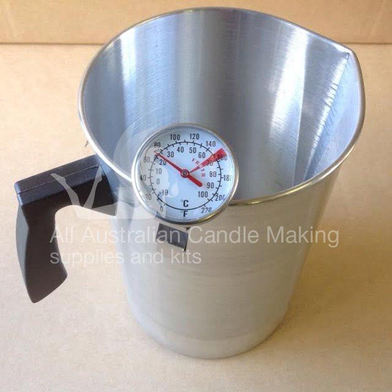 thermometer and melting jug for candle wax