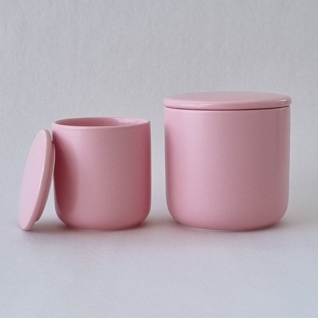 Ceramic Jar with Lid, Large - Pink